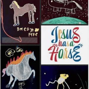 Jesus Has A Horse Collage Poster Print